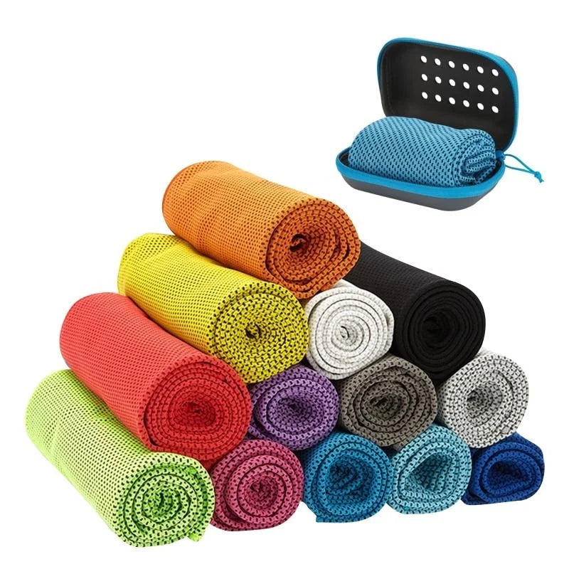 Premium Quick-Dry Cooling Towel - Soft, Breathable, and Highly Absorbent with Convenient Storage Box for Optimal Performance in Sports, Running, Yoga, and Gym Activities