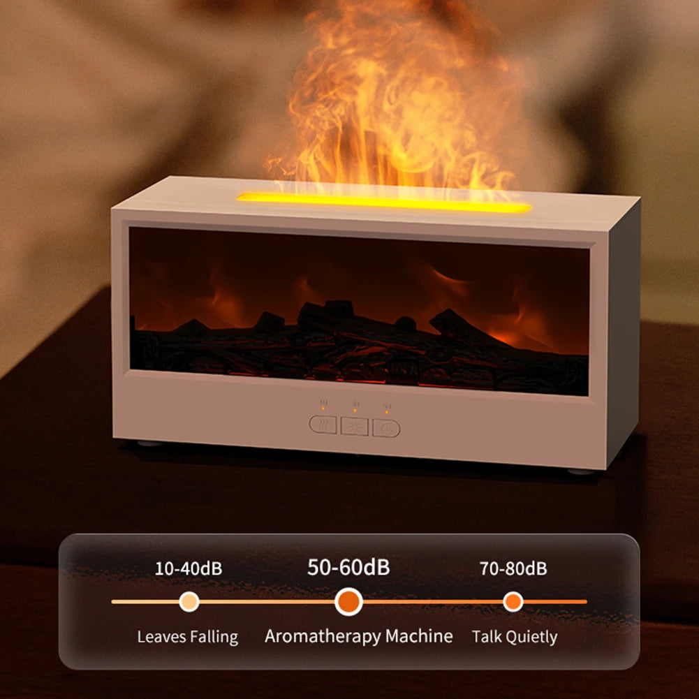 Dynamic Flame Fireplace Humidifier and Aroma Diffuser: Remote-Controlled with Realistic Lighting Effects for a Serene Atmosphere