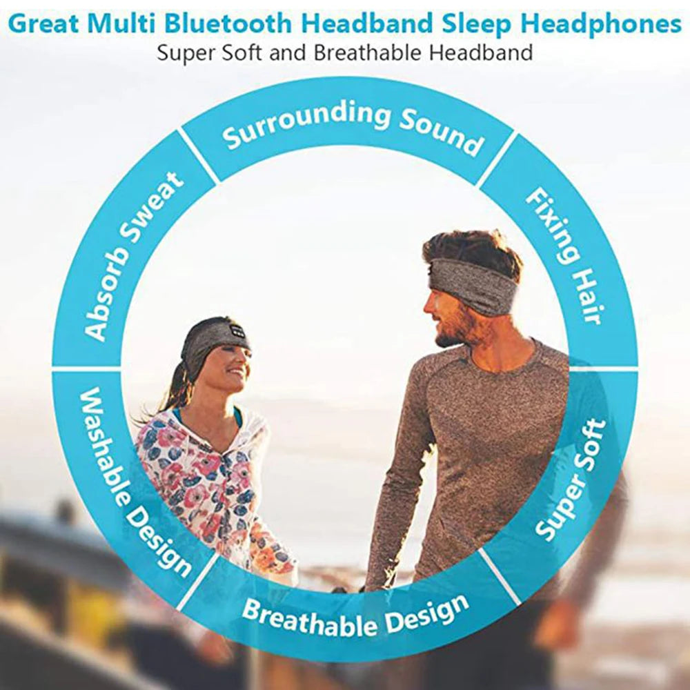 Premium Bluetooth Sports Headband Earphones with Integrated Music Playback and Sleep Mask Features