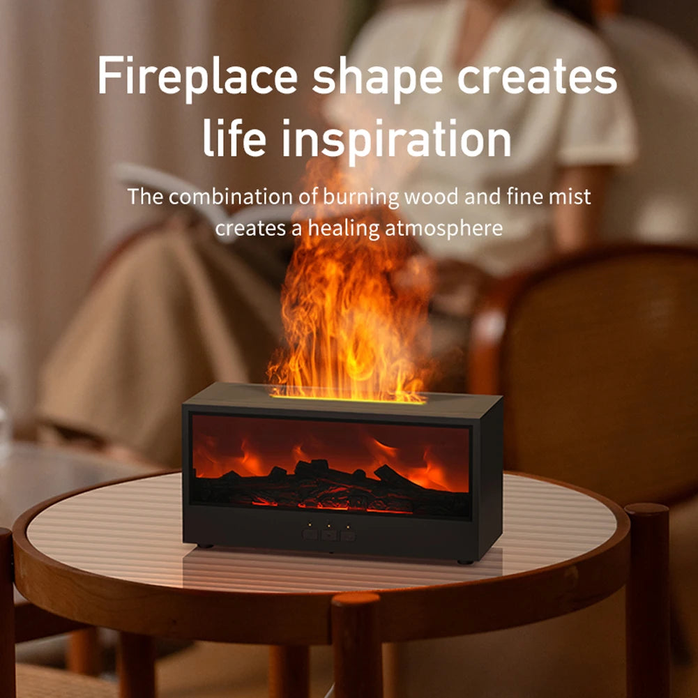 Dynamic Flame Fireplace Humidifier and Aroma Diffuser: Remote-Controlled with Realistic Lighting Effects for a Serene Atmosphere