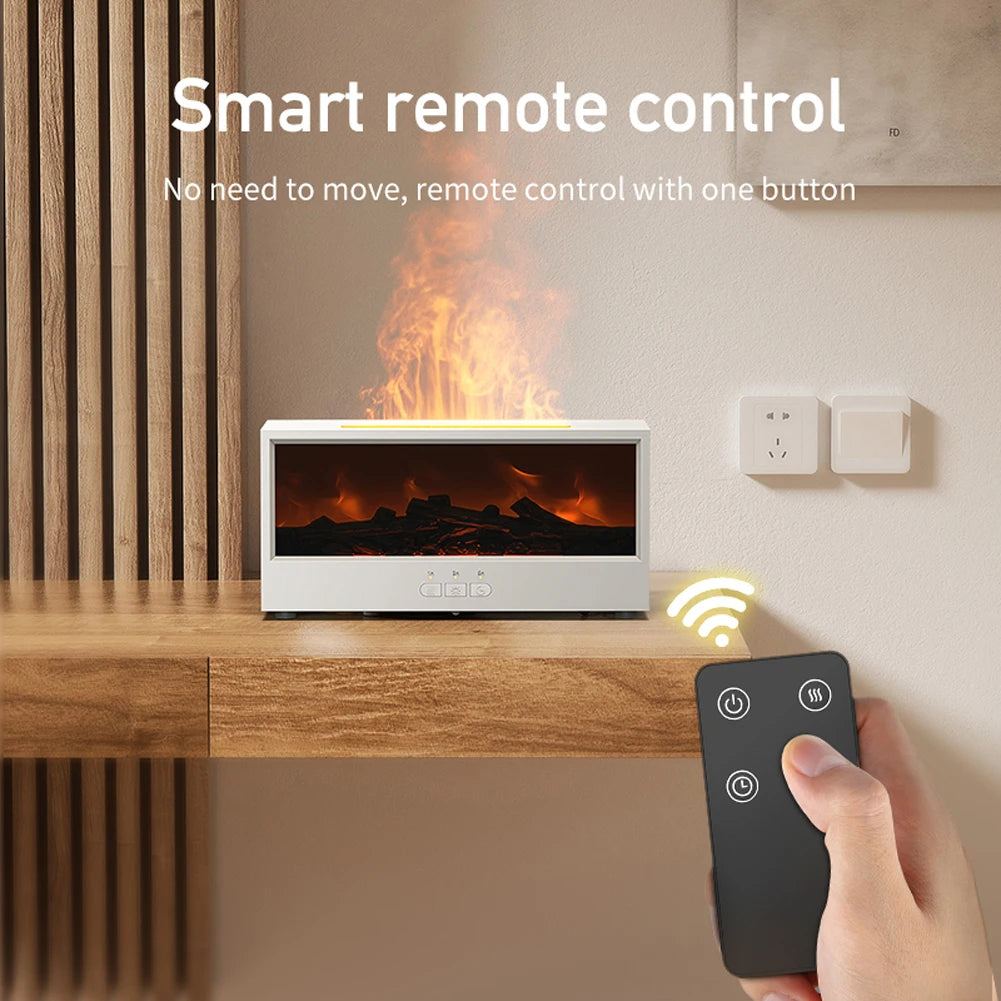 Dynamic Flame Fireplace Humidifier and Aroma Diffuser: Remote-Controlled with Realistic Lighting Effects for a Serene Atmosphere