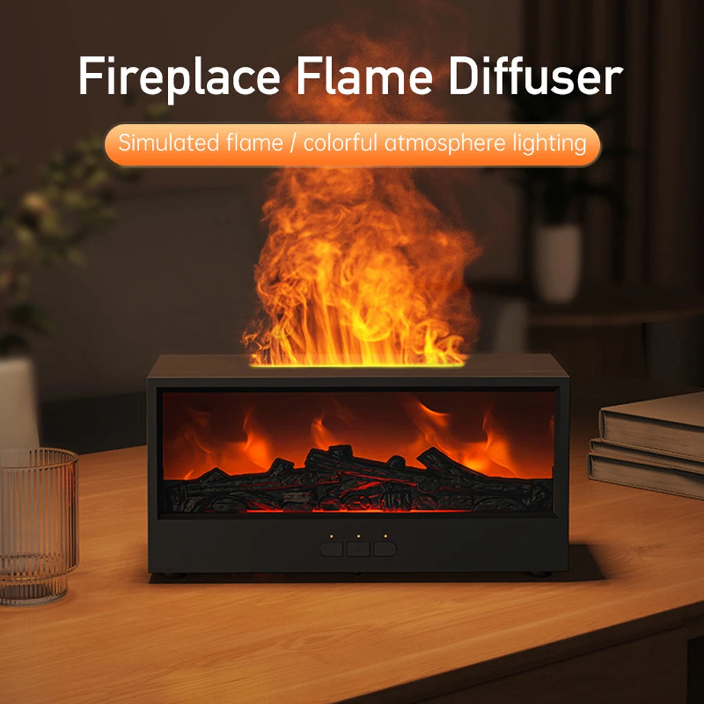 Dynamic Flame Fireplace Humidifier and Aroma Diffuser: Remote-Controlled with Realistic Lighting Effects for a Serene Atmosphere