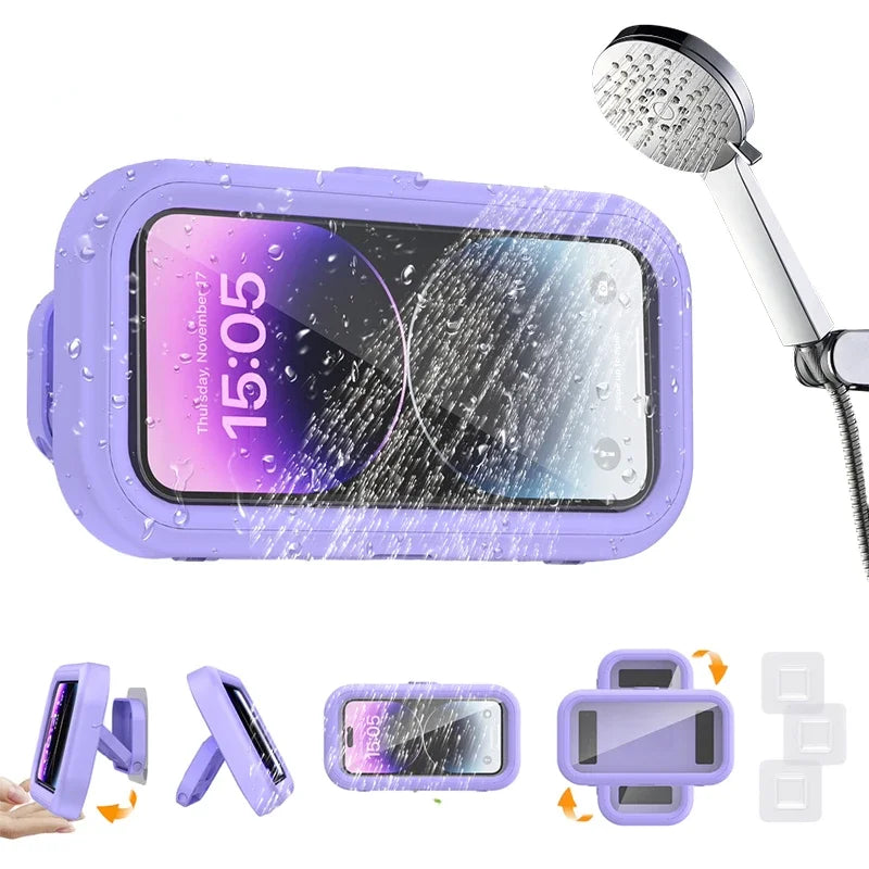 Adjustable Waterproof Wall-Mounted Phone Holder for Shower and Bathroom – Universal Fit for All Smartphones