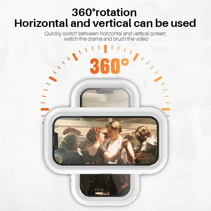 Adjustable Waterproof Wall-Mounted Phone Holder for Shower and Bathroom – Universal Fit for All Smartphones