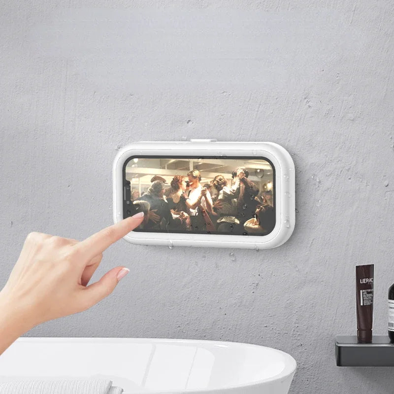 Adjustable Waterproof Wall-Mounted Phone Holder for Shower and Bathroom – Universal Fit for All Smartphones