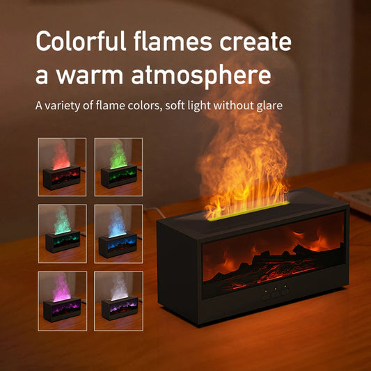 Dynamic Flame Fireplace Humidifier and Aroma Diffuser: Remote-Controlled with Realistic Lighting Effects for a Serene Atmosphere